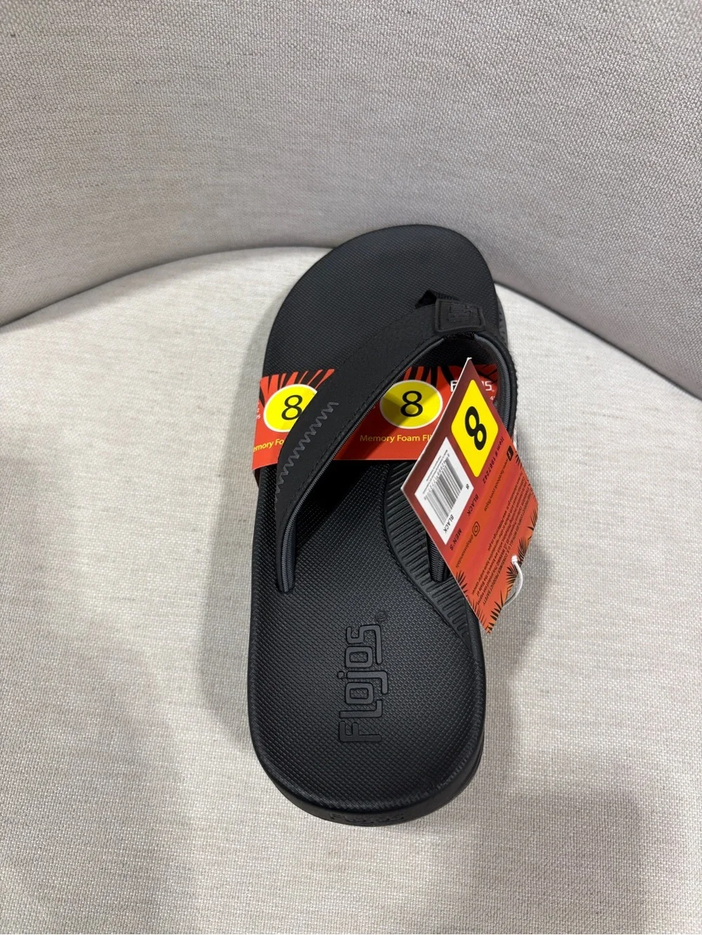 Flojos Men’s Black Flip Flops with Red Accent